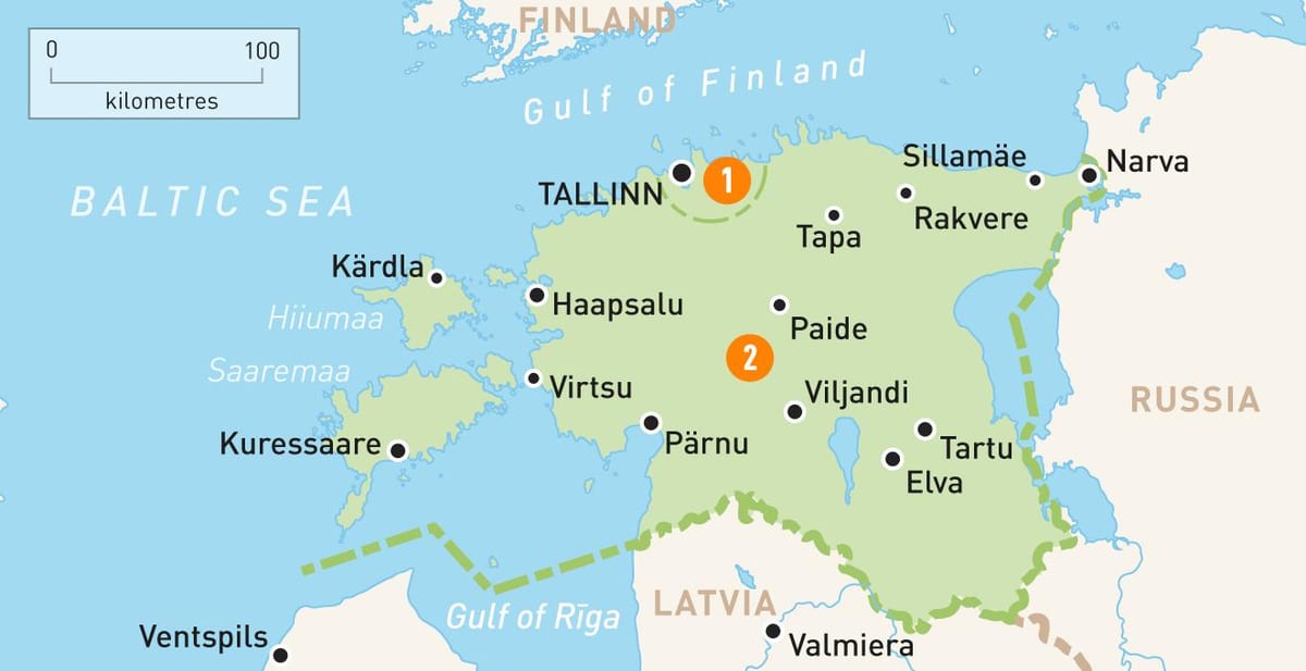 una mappa dell'Estonia